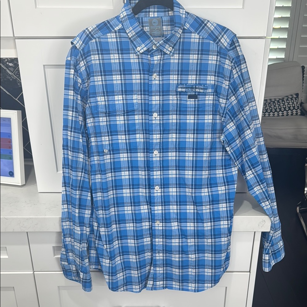 Blue Plaid Men's Harbor Shirt